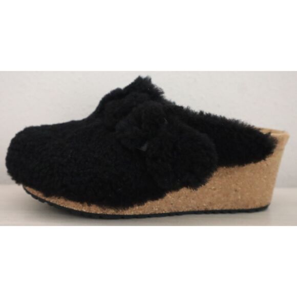 Papillio Birkenstock EUR 39 US 8 Black Shearling Fanny Teddy Heeled Sandals - Picture 7 of 14